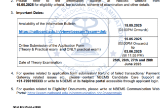 NBEMS DNB Theory exam June 2025 dates announced