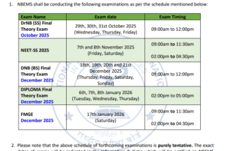 NBEMS 2025 exam dates NEET ss 2025 DNB decemeber 2025 NBEMS Diploma 2025 Mentorexam solved papers