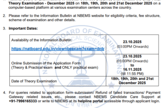 Applications open DNB Final theory exam Dec 2025
