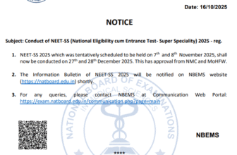 Change in NEET SS Dates announced Dec 2025