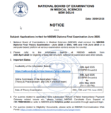 NBEMS Diploma Theory exam June 2025 dates announced