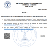 Change in NEET SS Dates announced Dec 2025