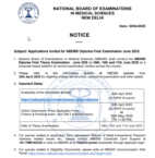 NBEMS Diploma Theory exam June 2025 dates announced